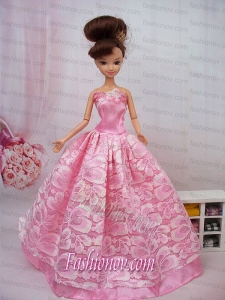 Popular Ball Gown Pink Barbie Doll Dress