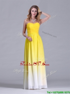 Discount Empire Sweetheart Ruched Long Bridesmaid Dress in Gradient Color