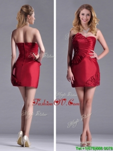 Best Selling Column Wine Red Bridesmaid Dress with Asymmetrical Neckline