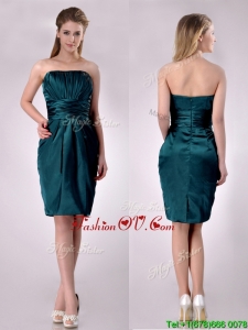 Exclusive Column Ruched Decorated Bodice Vintage Prom Dress in Hunter Green
