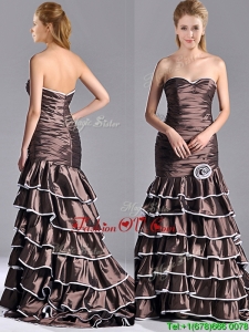 Luxurious Mermaid Ruffled Layers Prom Dress with Brush Train