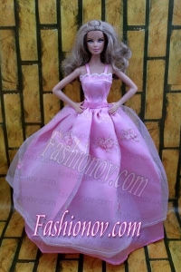 Ball Gown Dress For Barbie Doll Dress With Lavender and Straps