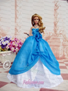 Elegant Ball Gown Blue Dress Made To Fit the Barbie Doll