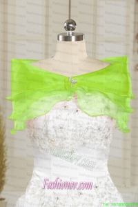 Beautiful Organza Beading Spring Green Shawls for Wedding