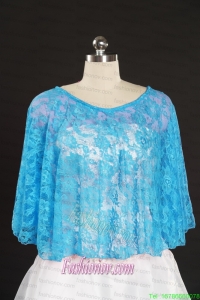 Fashionable Beading Lace Wraps in Aqua Blue