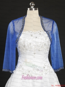 2014 Discount Royal Blue Long Sleeves Wraps with Beading