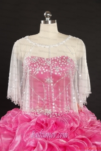 Cheap Beading Organza White Wraps for Summer