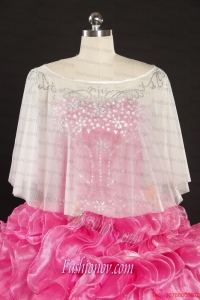 White Organza Beading Shawls for Summer