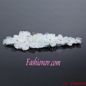 2014 Cheap White Lace Beading Hair Flower