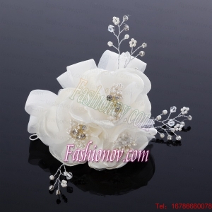 2014 Cute Pearl Net Yarn Chiffon Hair Flowers