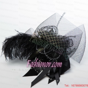 Gorgeous Feather Lace and Imitation Pearls Hair Ornament