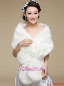 2015 White Faux Fur Wraps with Open Front