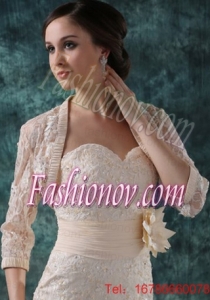3/4 Sleeveless Lace Jacket in Champane