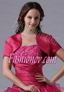 2015 Brand New Style Fuchsia Open Front Quinceanera Jacket