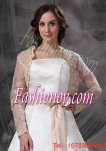 Champane Long Sleeves Jacket With Embroidery