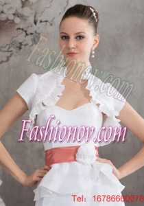Elegant Short Sleeves Quinceanera Jacket in White