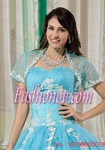 Elegant and Affordable Aqua Blue Quinceanera Jacket with Appliques For 2014