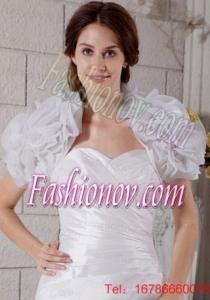 Hand Made Flowers Short Sleeves Jacket in White