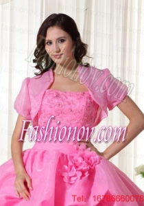 The Most Popular Open Front Quinceanera Jacket in Rose Pink For 2014