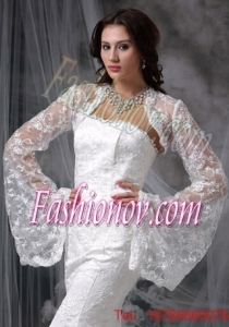Unique Long Sleeves White Jacket With Lace