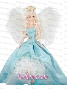 Elegant Party Dress with Blue Taffeta Made to Fit the Barbie Doll