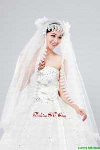 Cheap One-Tier Lace Edge Drop Veil Wedding Veils