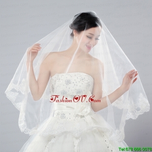 Eelgant One-Tier Angle Cut Bridal Veils with Lace Edge