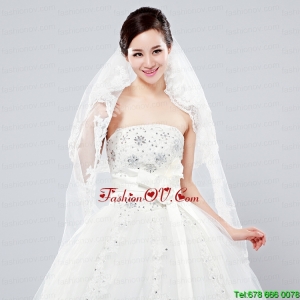 Elegant One-Tier Oval Elbow Veils with Lace Edge