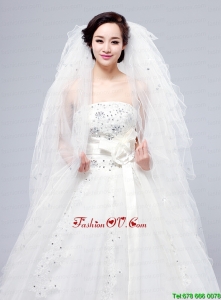 Elegant White Angle Cut Multi-Tier Finished Edge Bridal Veils
