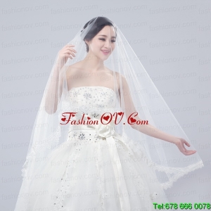 One-Tier Drop Veil Scalloped Edge Angle Cut Wedding Veils