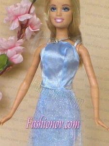 Simple Baby Blue Holiday Dress To Barbie Doll
