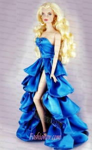 Sweet Party Dress With Ruffles and High Slit For Barbie Doll