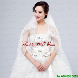 Elegant One-Tier Lace Edge Elbow Veils for Wedding Party