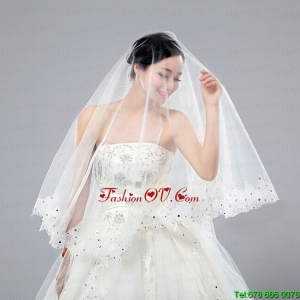 One-Tier Cut Edge White Classic Chapel Bridal Veils