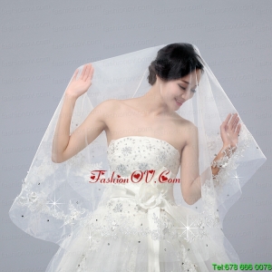 One-Tier Drop Veil Cut Edge 2014 White Bridal Veils