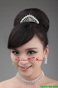 Pearl Wedding Jewelry Set Including Necklace Earrings And Crown