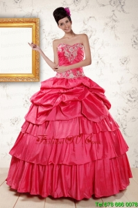 Best The Super Hot Appliques Sweet 16 Dresses in Coral Red