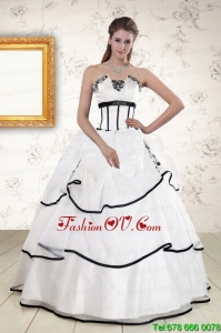 Cheap White and Black Best Quinceanera Dresses with Appliques