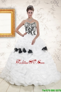 Hot White Sweet 15 Dresses with Pick Ups and Hand Made Flowers for 2015