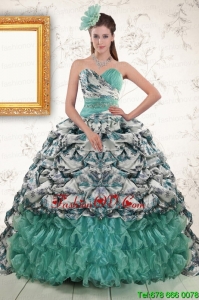 Best Exquisite Turquoise Sweep Train Quinceanera Dresses with Beading and Picks Ups