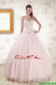 Best Lovely Light Pink Beading Quinceanera Dresses