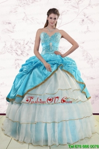 Best Pretty Sweetheart Aqua Blue Quinceanea Dresses with Beading