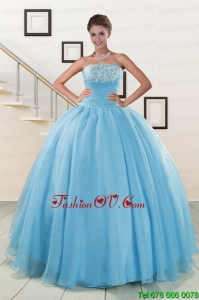 Cheap Strapless Best Quinceanera Dresses with Appliques