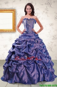 Classic Beading and Pick ups Purple Quinceanera Dresses with Brush Train