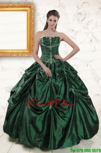 Classic Brand New Style Appliques Quinceanera Dresses in Dark Green