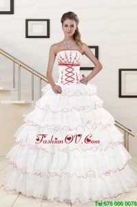 Classic Ruffeld Layers 2015 Quinceanera Dresses with Appliques