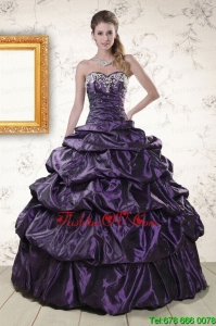 Classic Sweetheart Purple Sweet 15 Dresses with Appliques