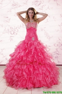Classic Top Seller Sweetheart Hot Pink Quinceanera Dresses with Ruffles