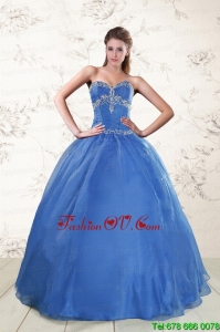 2015 Designer Appliques Quinceanera Dresses in Royal Blue
