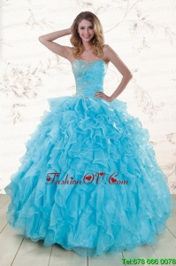 Baby Blue Designer Prefect Beading and Ruffles Quinceanera Dresses